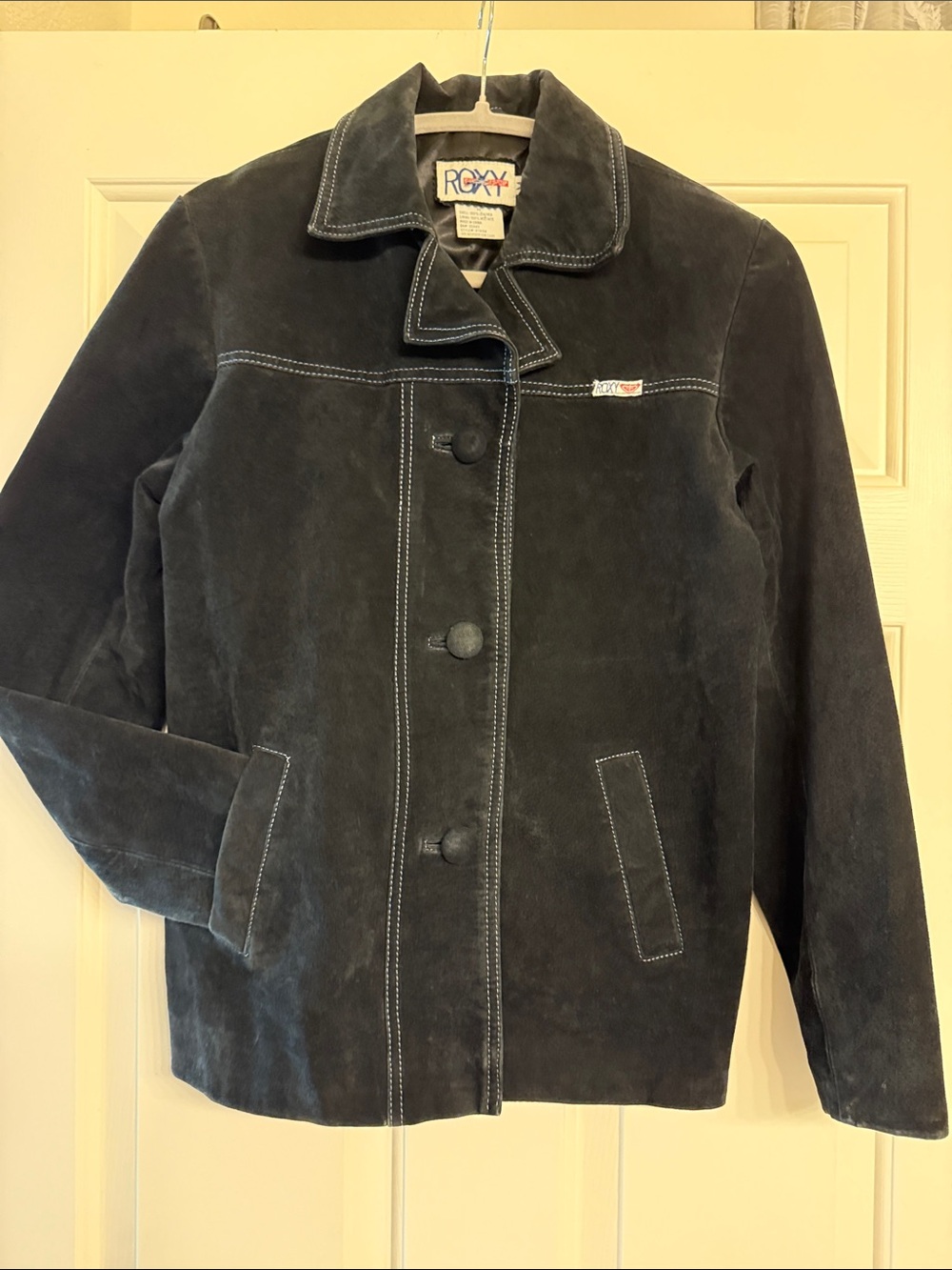 Hard to Find Vintage Roxy Women’s BlackSuede Button-Up Jacket